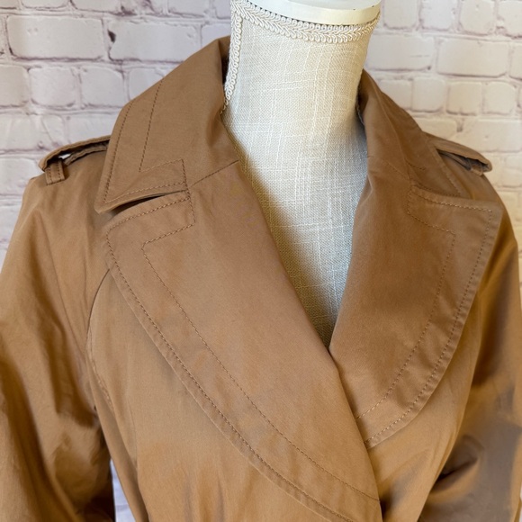 Banana Republic Limonta Trench Coat Jacket Modern Bow Tie Sleeve Tan XS - Picture 8 of 13